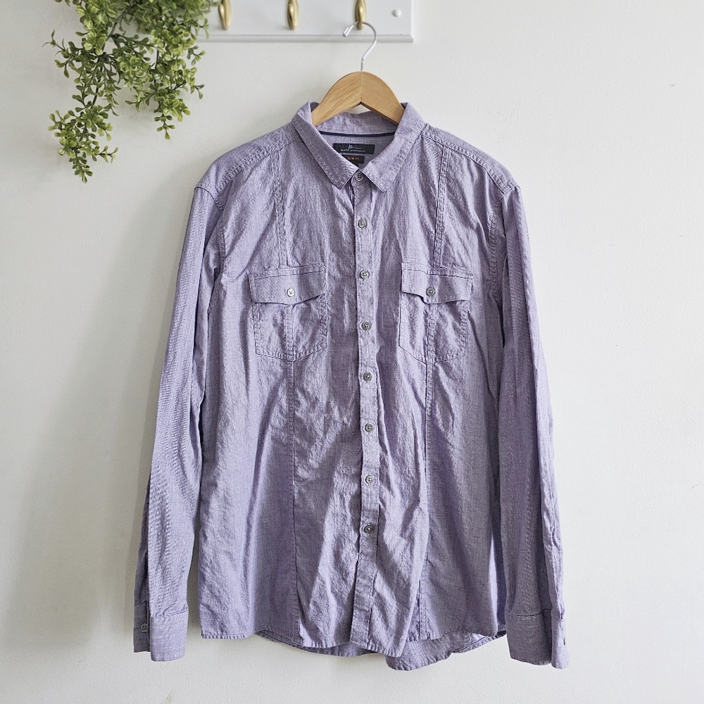 Marc Anthony Slim Fit Lavender Button-Down Shirt XXL 100% Cotton
